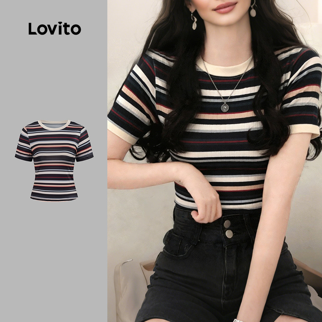 Lovito Camiseta Casual para Mulheres Primavera/Verão L165ED966 em Oferta na Shopee