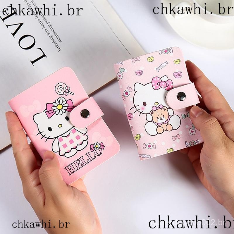 [largeloohg] Hello Kitty Carteira Fofa Porta-Moedas Cartões De Couro Kawaii Feminino Pu Casual Bolsa Para Cartão De Dinh