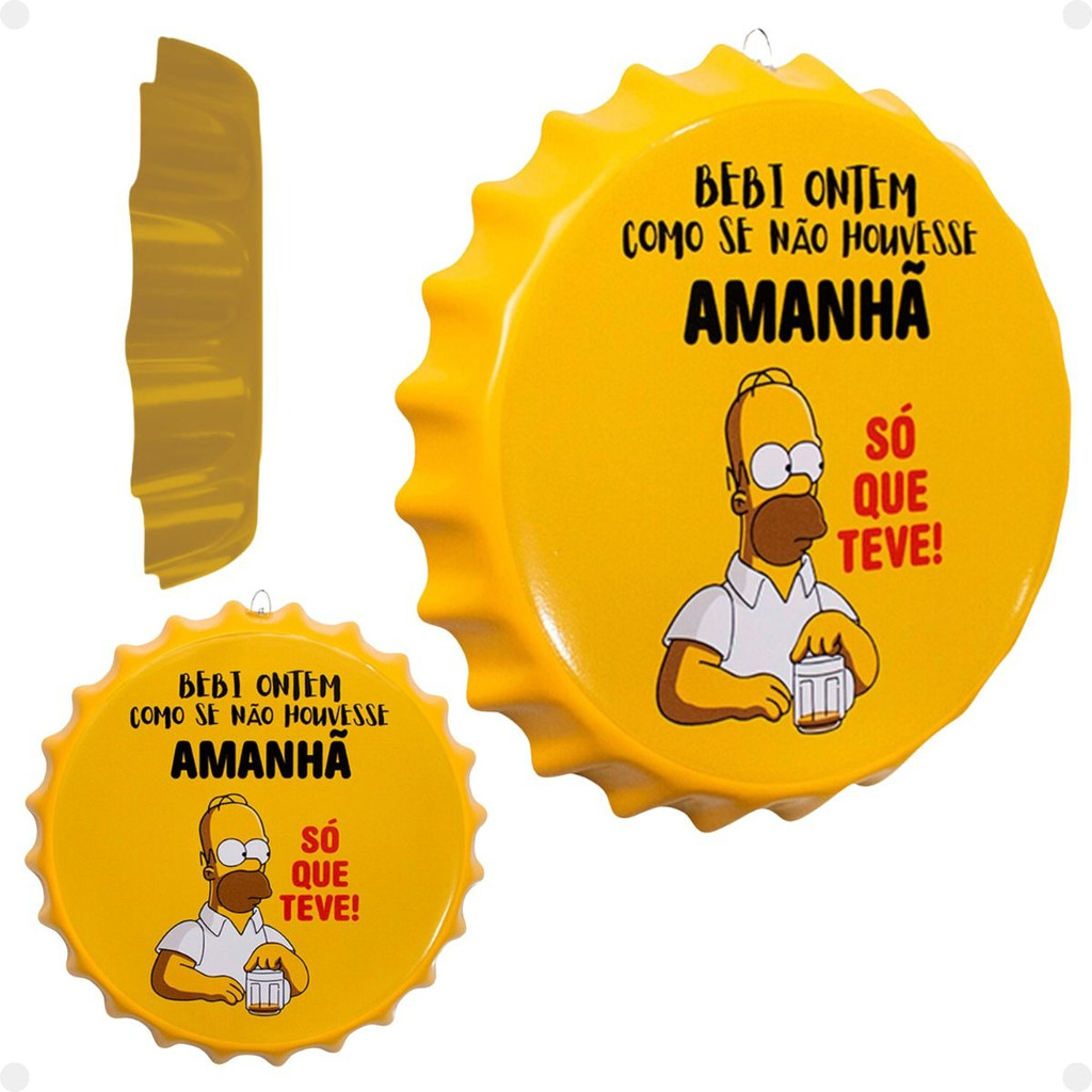 Placa Decorativa Tampa De Garrafa Homer Simpson 27cm Desenho Homer Simpson