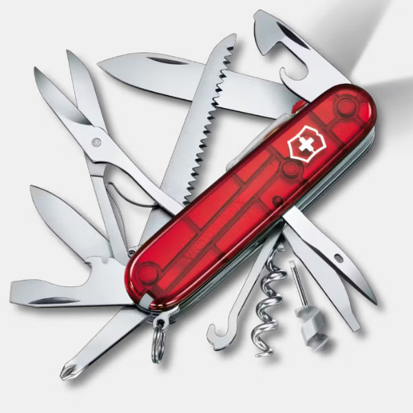 Canivete Victorinox Huntsman Lite Vermelho Translúcido 1.7915.T | 21 Funções, Lanterna LED e Design Compacto