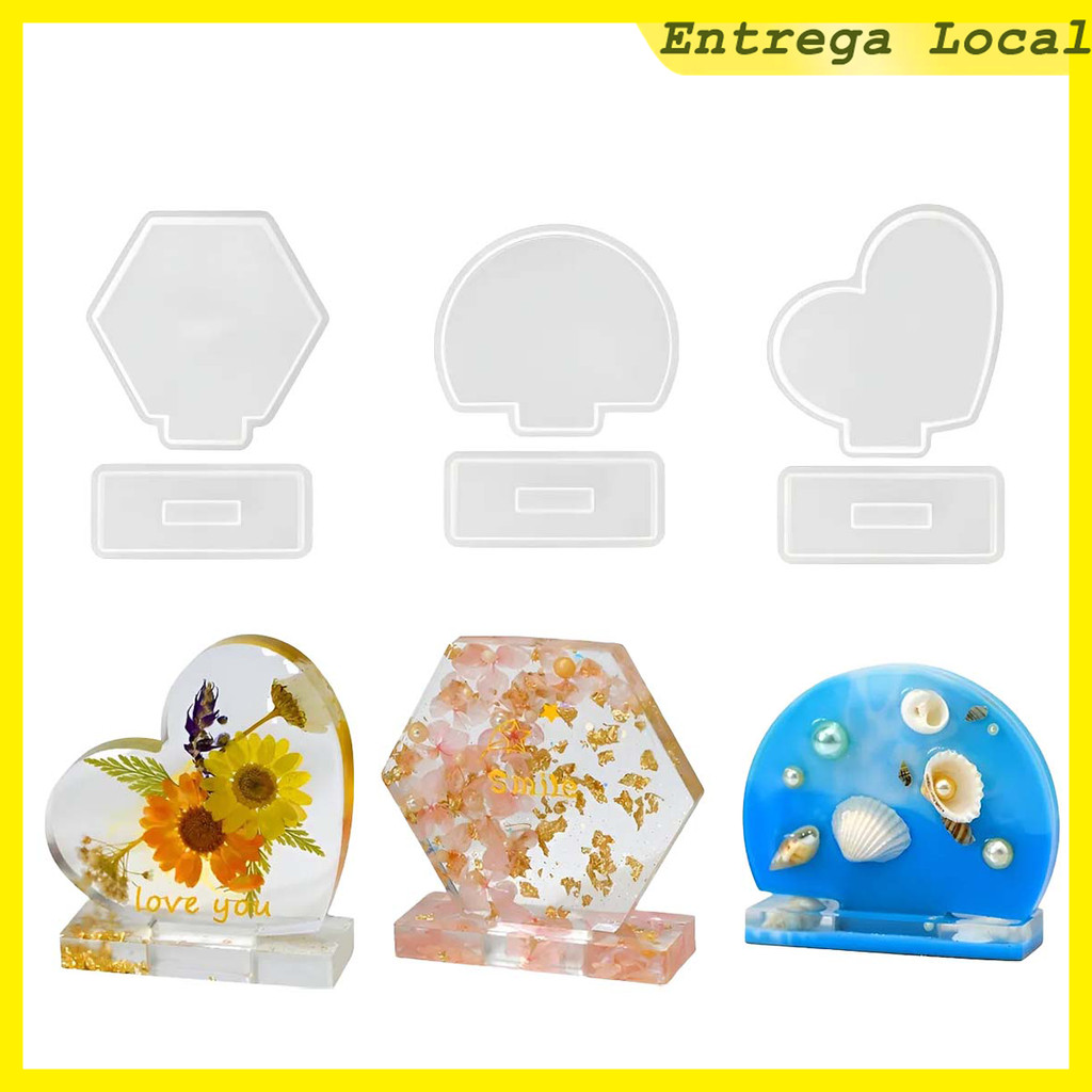 3/6 Peças moldes de resina epóxi, molduras personalizadas de silicone para arte, artesanato, decoração de casa