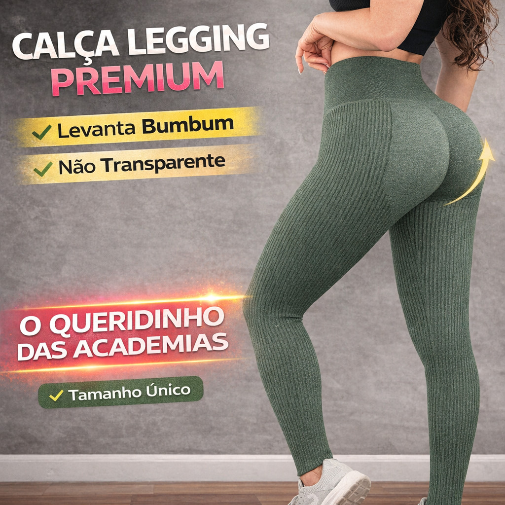 Calça Legging Feminina Premium Cintura Alta – Levanta Bumbum, Sem Costura, Não Transparente em Oferta na Shopee