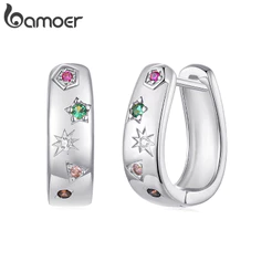 Brincos Bamoer Colorido Estrela Zircão Para Mulheres Meninas Joias Da Moda