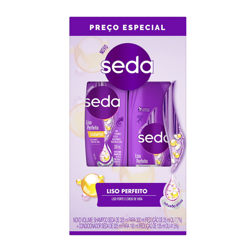 Kit Seda Liso Perfeito Shampoo 300ml + Condicionador 190ml em Oferta na Shopee