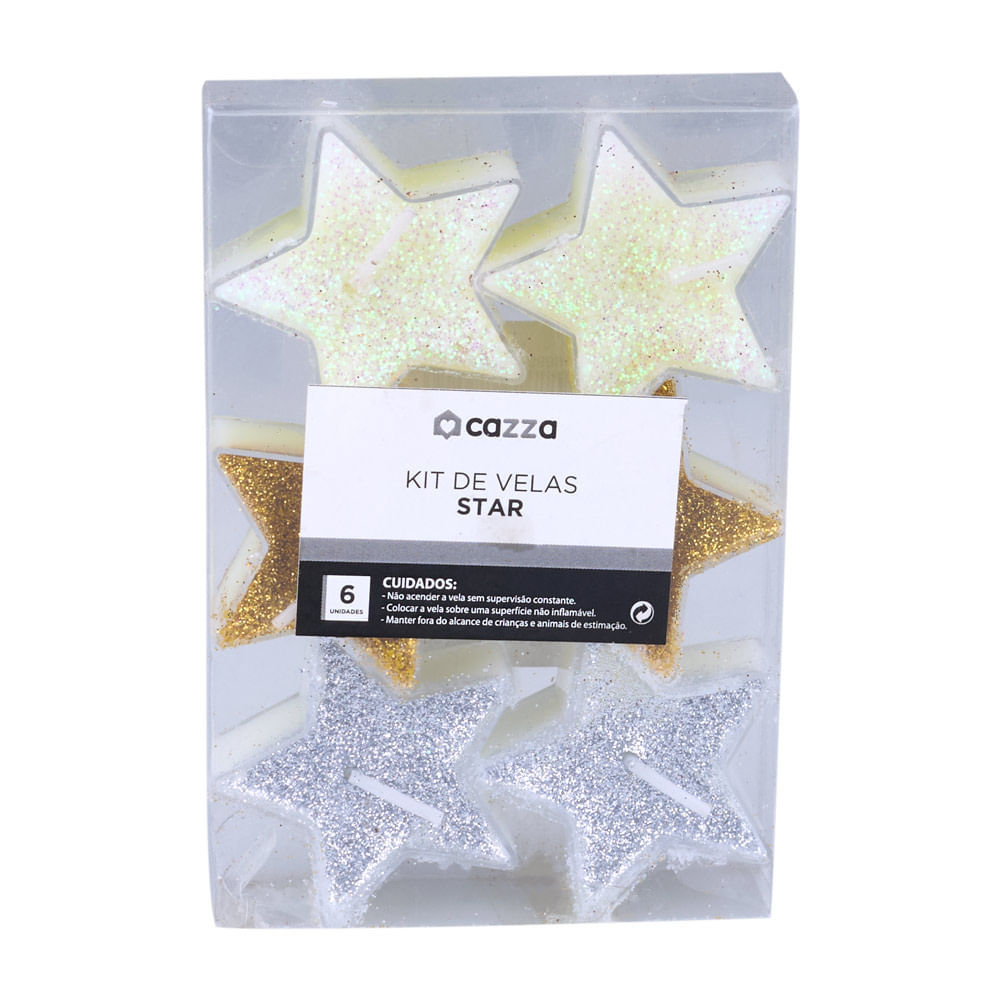 Kit de Velas Cazza Star Glitter 6 Peças em Oferta na Shopee