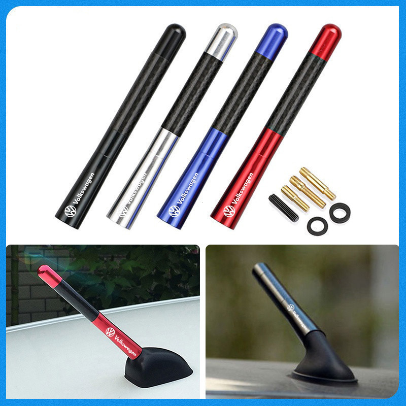 1pcs Antena de Rádio de Carro Universal de Fibra de Carbono de 12cm para Volkswagen Polo Jetta Golf mk6 mk7 VW Polo Beet