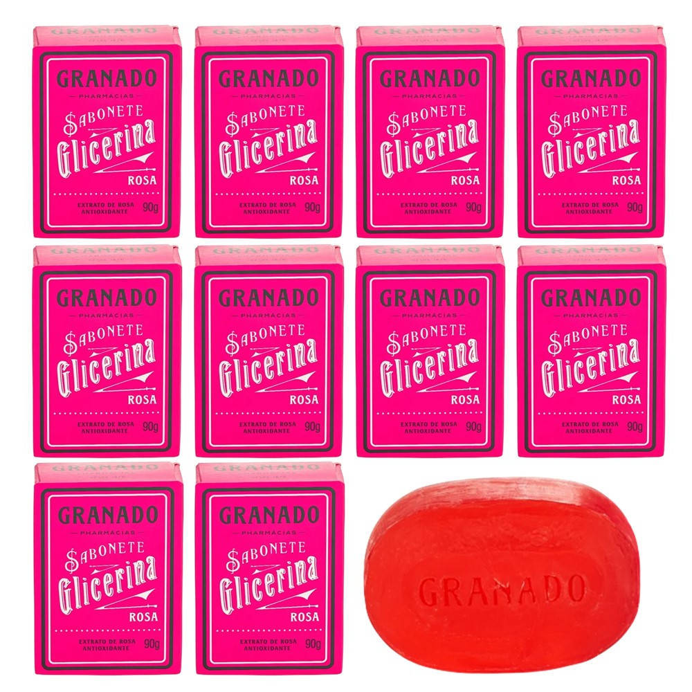 Kit 10 Sabonete Granado Extrato de Rosa Antioxidante Glicerina Vegetal Natural em Barra 90g
