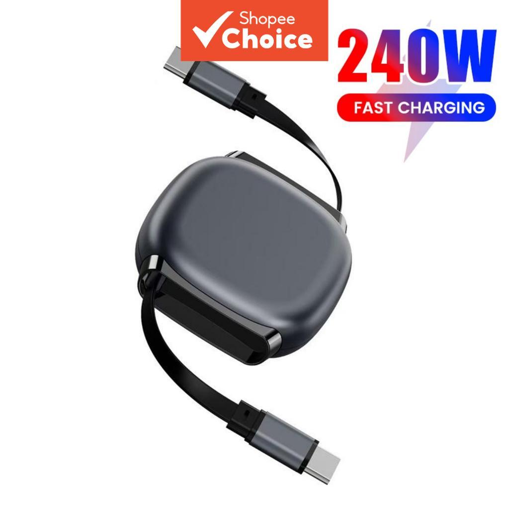 Cabo de Carregamento Retrátil 240W Tipo-C para Dispositivos Samsung Cabo de Dados de Carregamento Rápido Cabo de