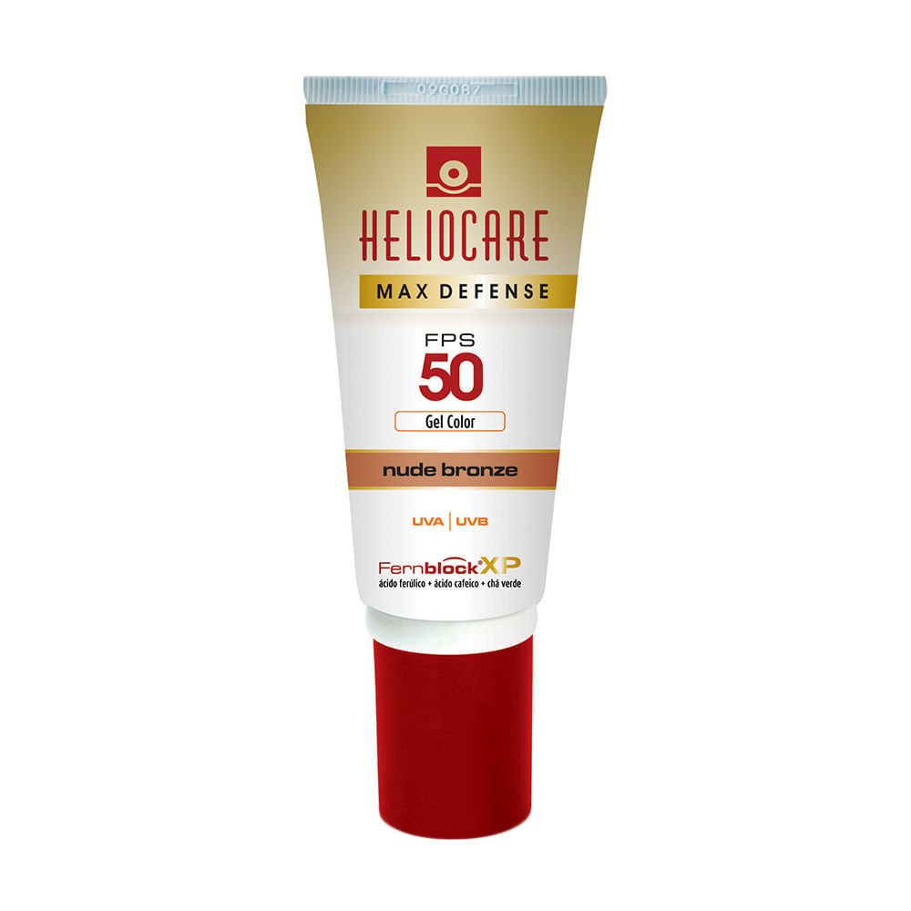 Protetor Solar Heliocare Max Defense Gel Color Nude Bronze FPS 50 Gel Creme com Efeito de Base com 50g