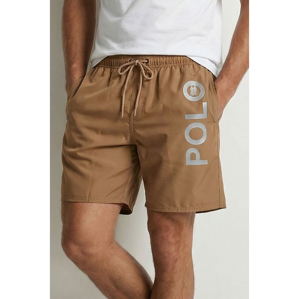 Short Vôlei Logo Lateral Polo Wear Marrom Médio