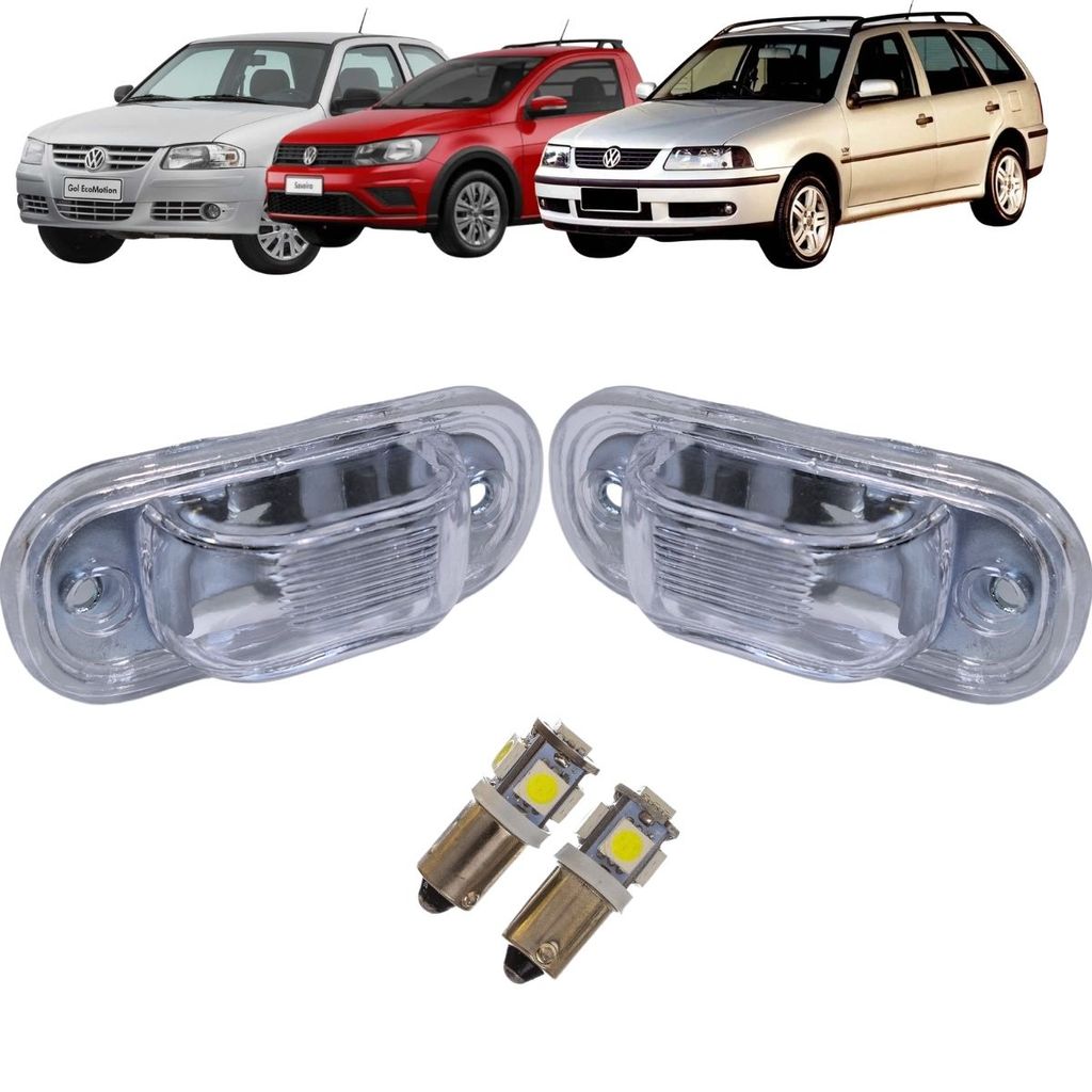 KIT LANTERNA LUZ DE PLACA VW GOL VOYAGE SAVEIRO PARATI SANTANA KOMBI PAR COM LÂMPADAS LED 12V