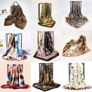 【Grande lenço quadrado de cetim da moda 90×90】Festa Praia Verão Echarpe Bandana Seda Blogueira Cabelo Bolsa Top em Oferta na Shopee