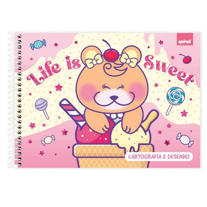 Caderno Cartografia e Desenho Capa Dura Pop Pet 48 Folhas Spiral