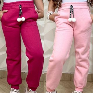 Kit 2 Calças Moletom Infantil Menina Flanelada em Oferta na Shopee