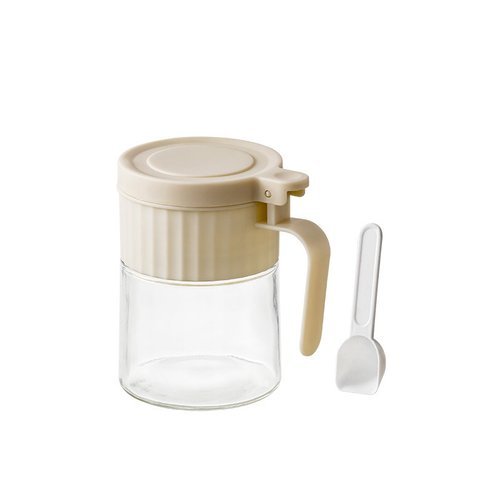 Porta Temperos Vidro Redondo Com Colher Medidor 280ml Organizador Cozinha
