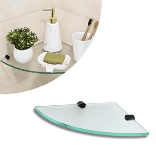 Prateleira de Vidro Porta Objetos 30cm Vidro Incolor com Fixação Dupla Preta de Parede Multiuso em Oferta na Shopee