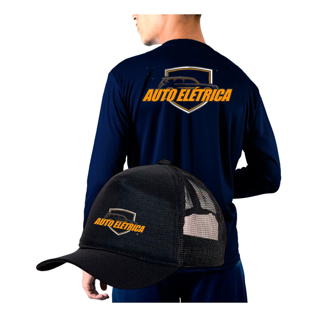 Kit Camiseta Com Boné Uniforme Auto Elétrica Trabalho Farda