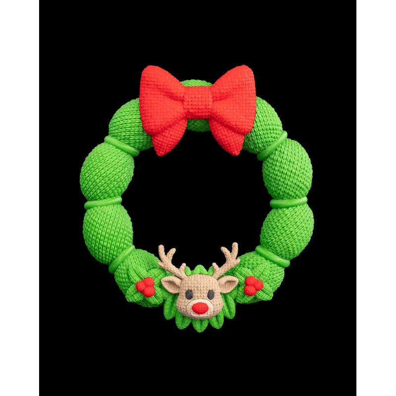 Guirlanda De Natal Decorativa Rena  Enfeite Com Laço Verde