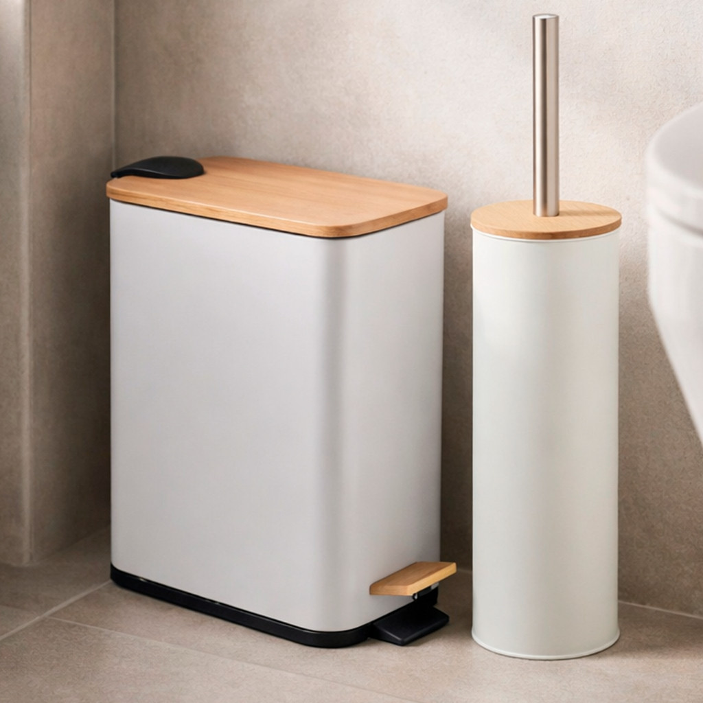 Kit Banheiro: Lixeira 5L com Pedal + Escova Sanitária