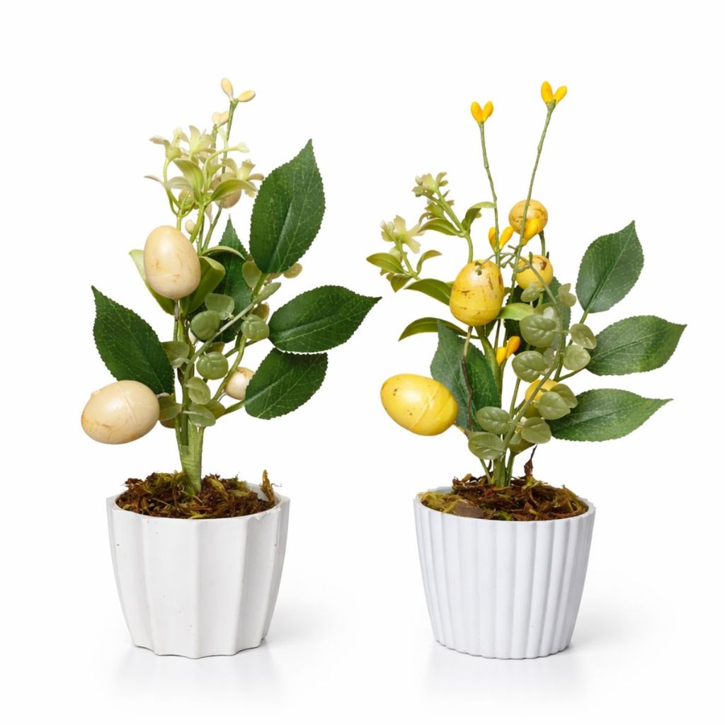 Kit 2 Enfeites De Pascoa Arranjos Ovos Decorativos Vasinhos