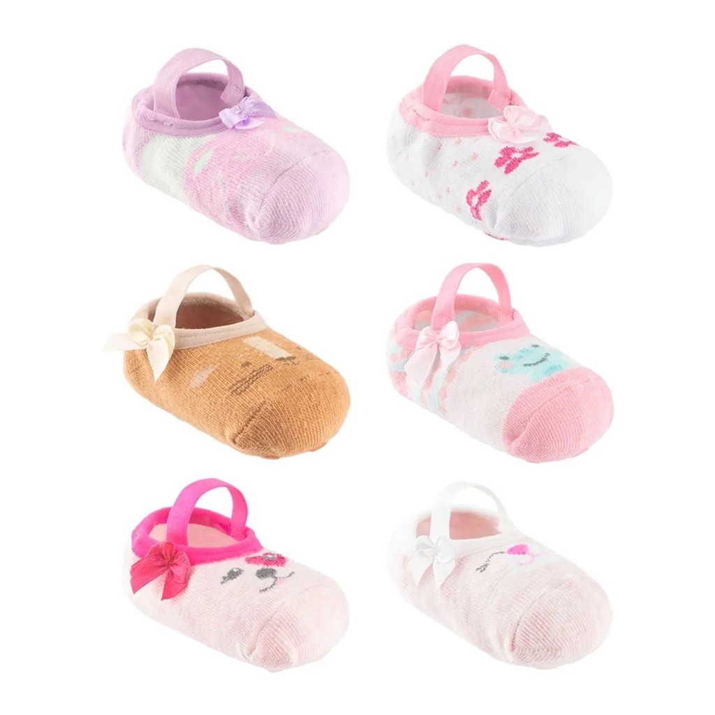 Meia Sapatilha Pimpolho Baby Antiderrapante Menina Segurança Conforto