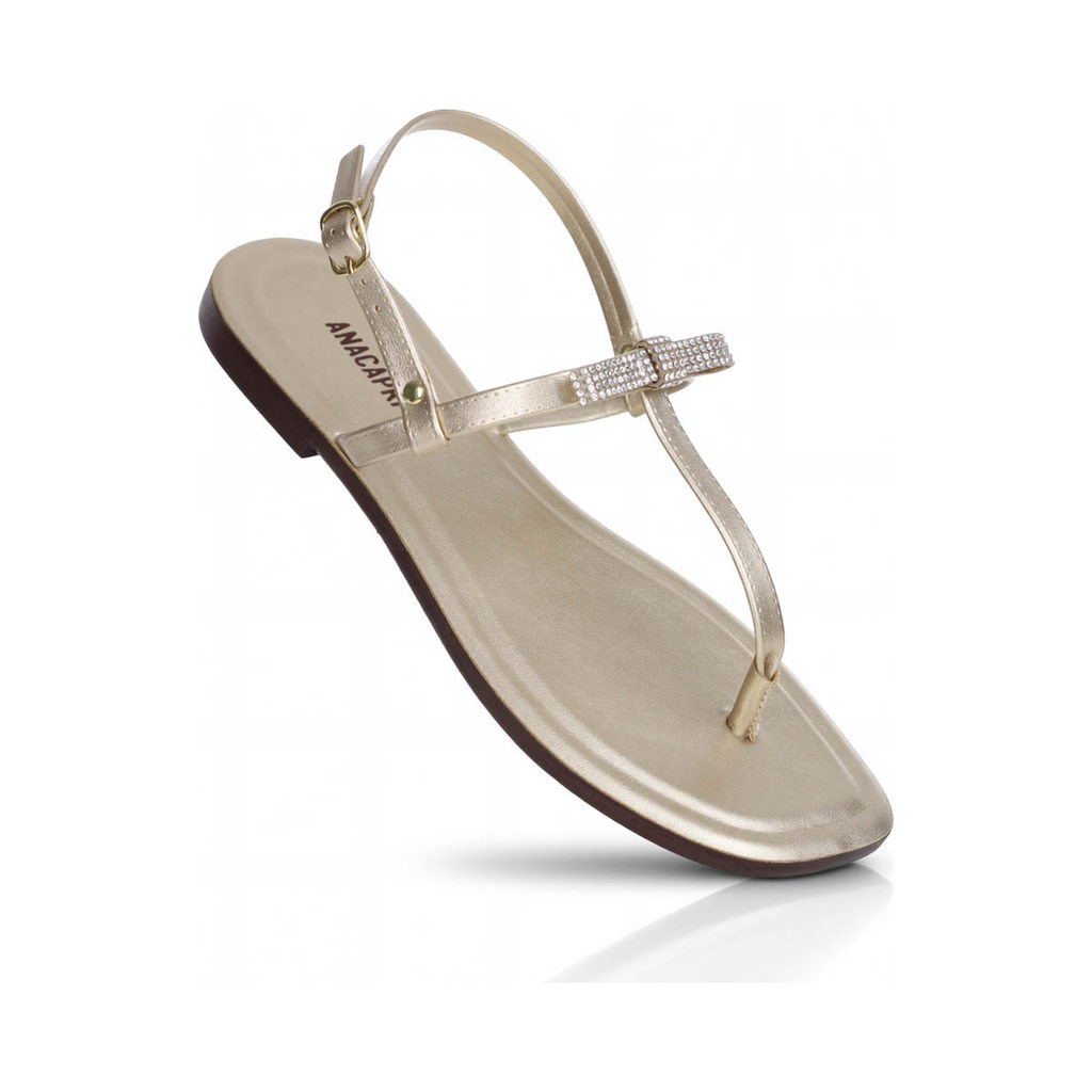 Sandália Anacapri Slim Laço Glam Dourado - Feminino