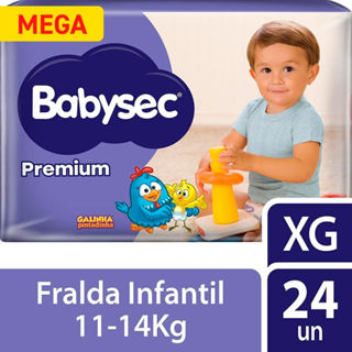 Fralda Babysec Premium Tamanho XG Pacote Mega com 24 Unidades Descartáveis em Oferta na Shopee