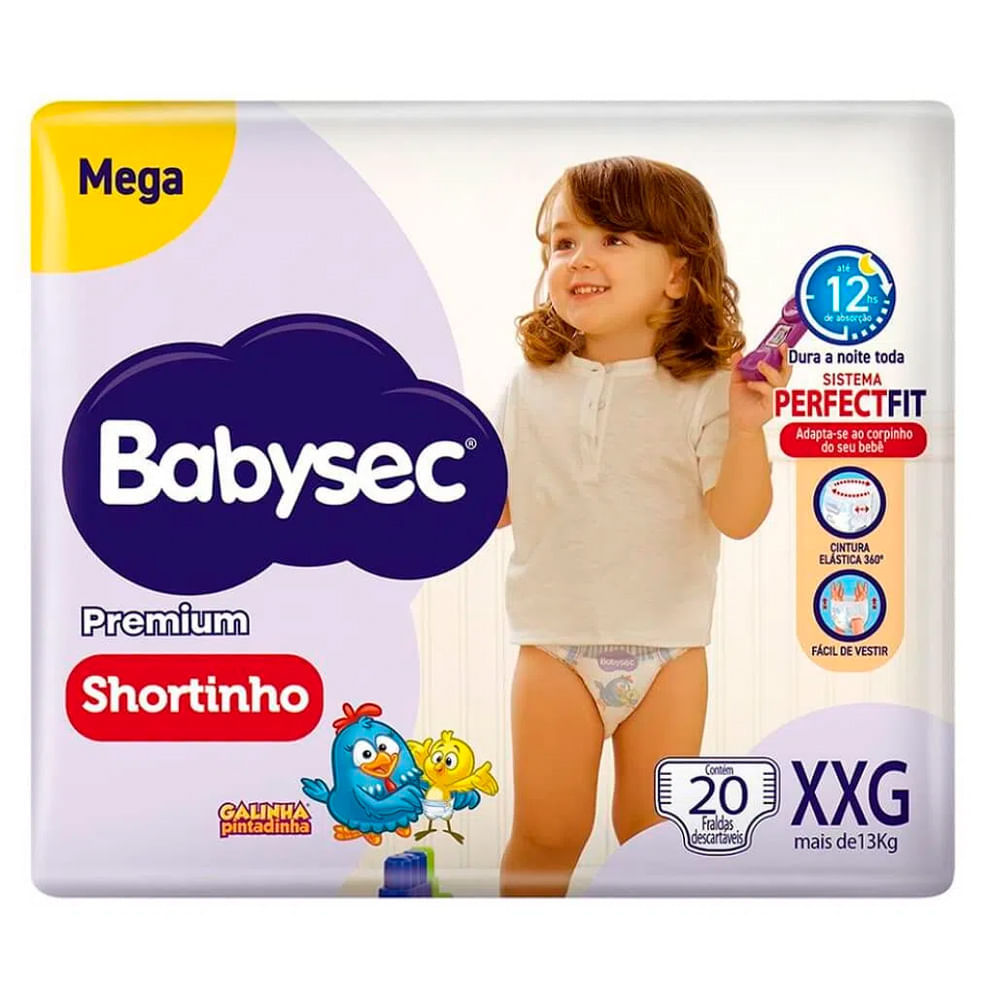 Fralda Descartável Babysec Galinha Pintadinha Shortinho Mega XXG Com 20 Unidades em Oferta na Shopee