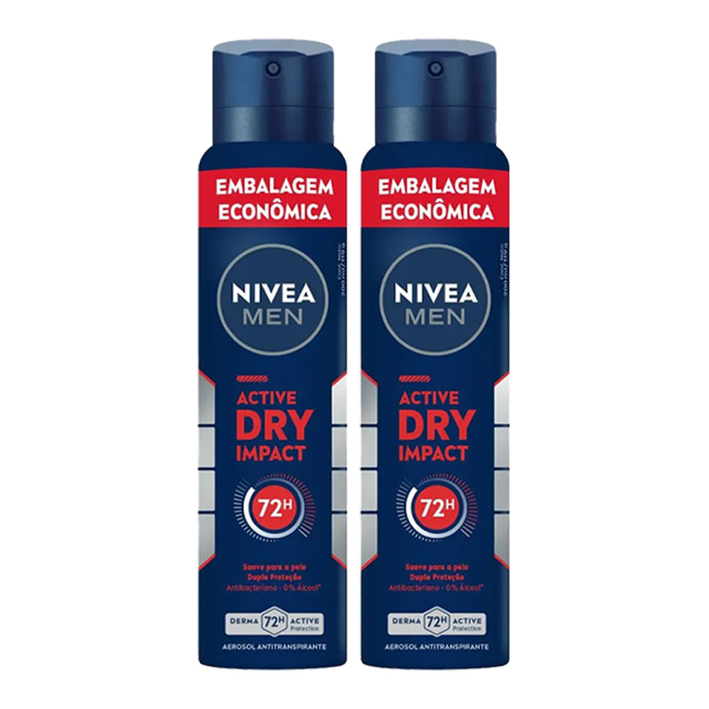 Kit Desodorante Aerosol Nivea Dry Impact For Men 200ml - 2 unidades