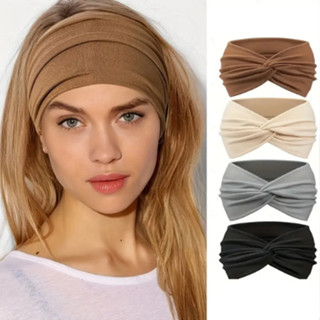 Faixas de Cabeça Larga, Estilo Turbante com Nó para Yoga, Corrida & Esportes em Oferta na Shopee