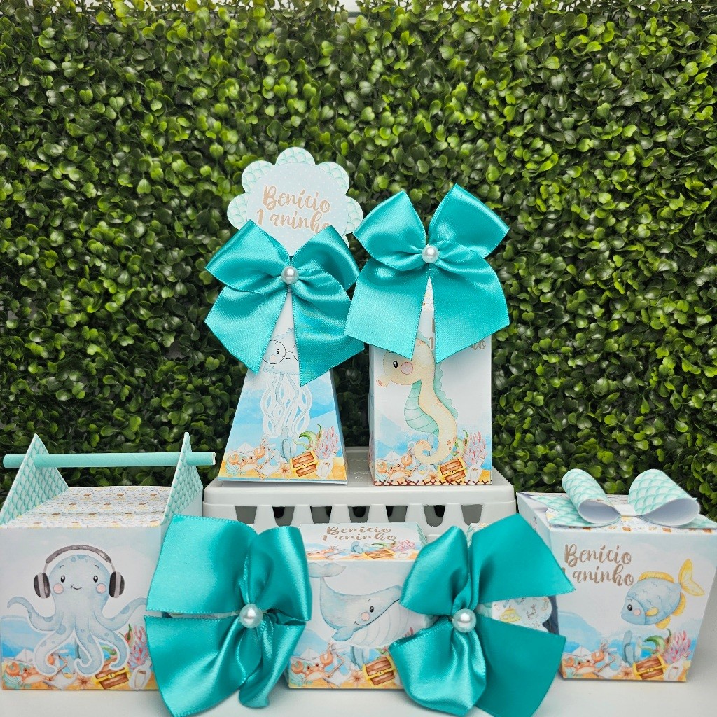 Kit Caixa Montada FUNDO DO MAR MENINO - Personalizados - Festa infantil - Aniversário - Lembrancinha