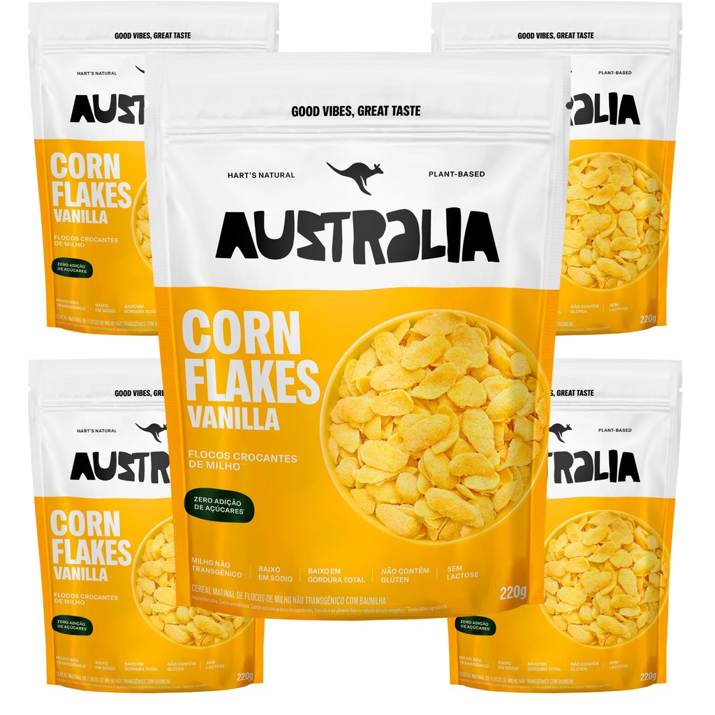 Kit com 5 Harts - Cornflakes Australia GMO Free - Sweet Vanilla 220g