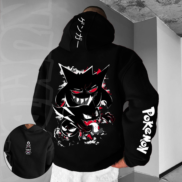 Blusa Moletom Canguru fantasma Gastly Gengar haunter Pokemon  Feminino Masculino Flanelado Unissex Inverno Algodao