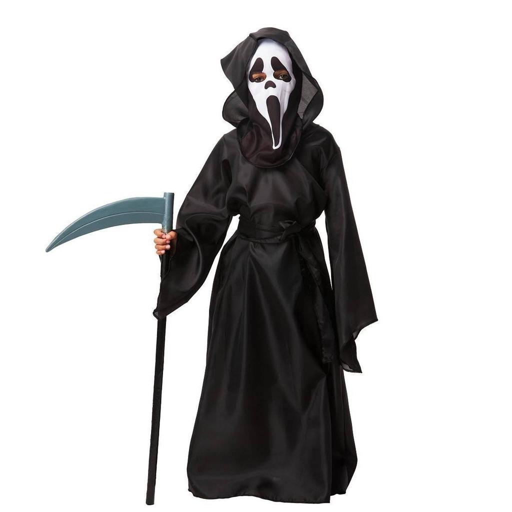 Fantasia Panico Infantil de Halloween Tunica Preta Longa Com Máscara em Oferta na Shopee