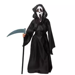 Fantasia Panico Infantil de Halloween Tunica Preta Longa Com Máscara