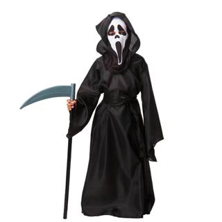 Fantasia Panico Infantil de Halloween Tunica Preta Longa Com Máscara em Oferta na Shopee