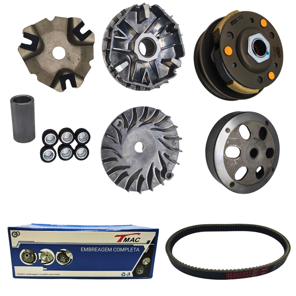 Kit transmissão automática CVT - embreagem completa  (PRIMARIA+SECUNDARIA+CORREIA) Yamaha Neo 125 17/25