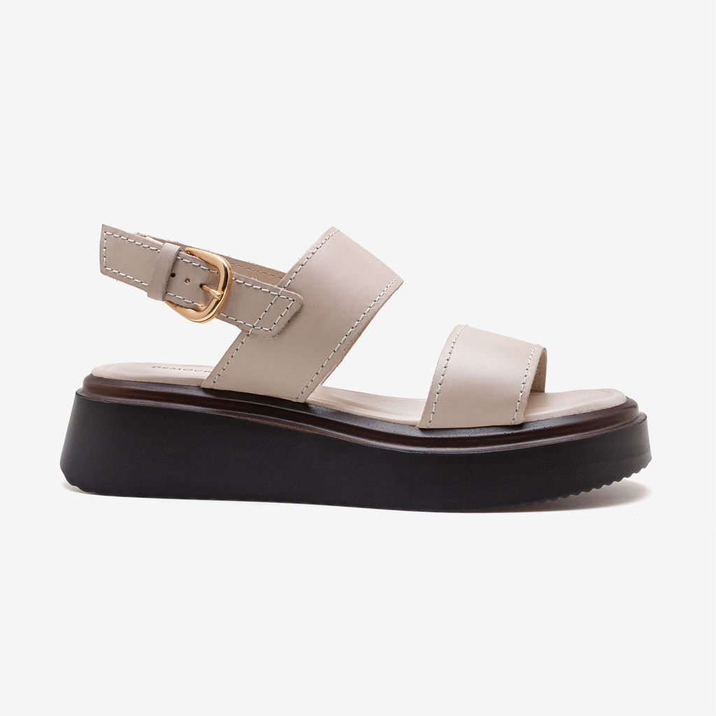 Sandália Feminina Serena Couro Off White em Oferta na Shopee