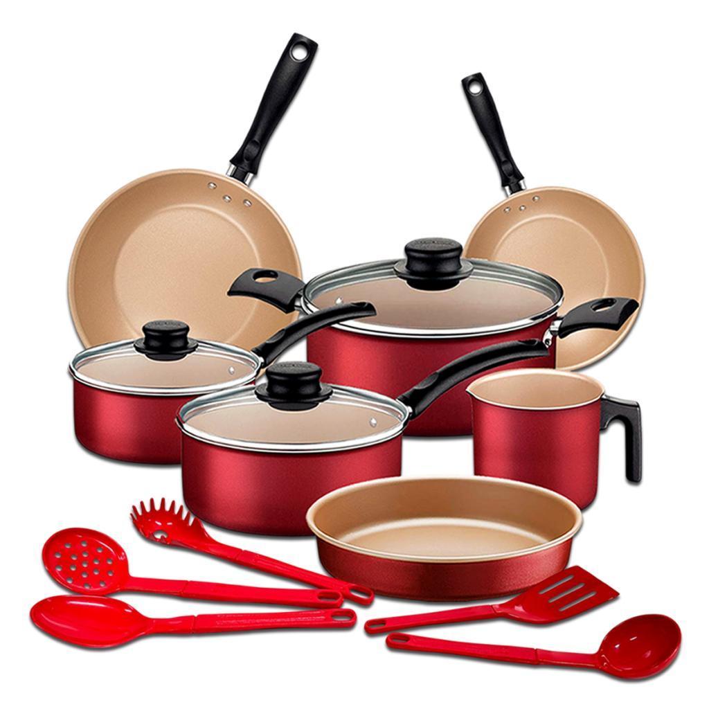 Jogo de Panelas Tramontina Turim Vermelha com Assadeira com Jogo de Utensílios 12 Peças em Oferta na Shopee