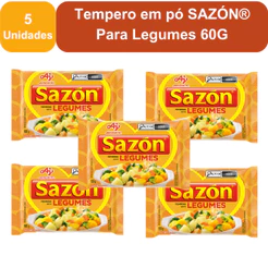 Kit 5 Unidades Tempero em pó SAZÓN® Para Legumes 60G