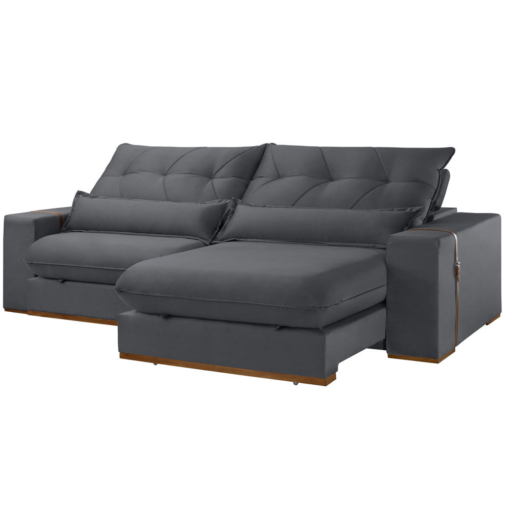 Sofá 210 cm Braço 25 cm Retrátil e Reclinável Lake Meu Sofá Online