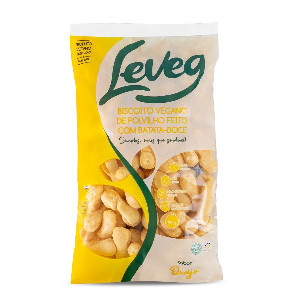 Biscoito Vegano Leveg de Polvilho Feito com Batata-Doce Sabor Queijo 90g em Oferta na Shopee