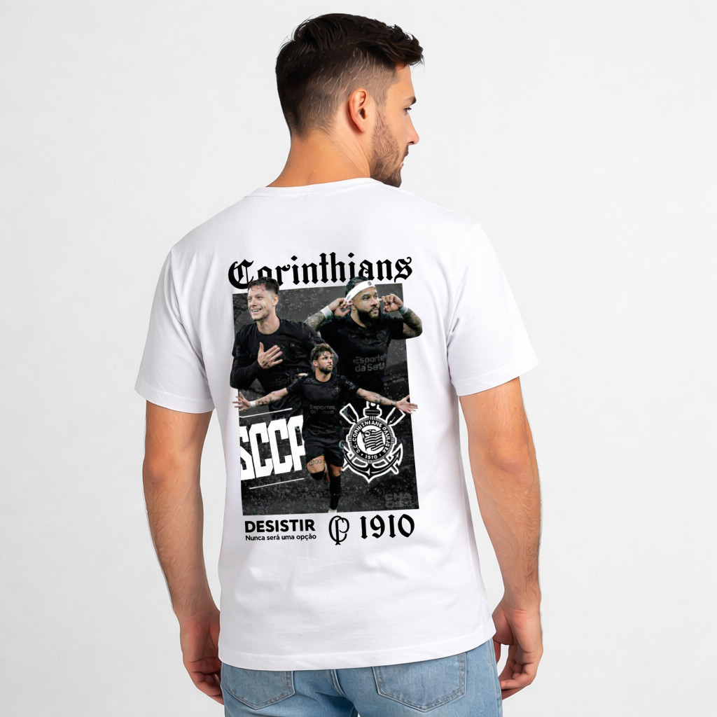 Camiseta Unissex Timão Corinthians SCCP 1910 Algodão Jogador Memphis Garro Yuri Alberto