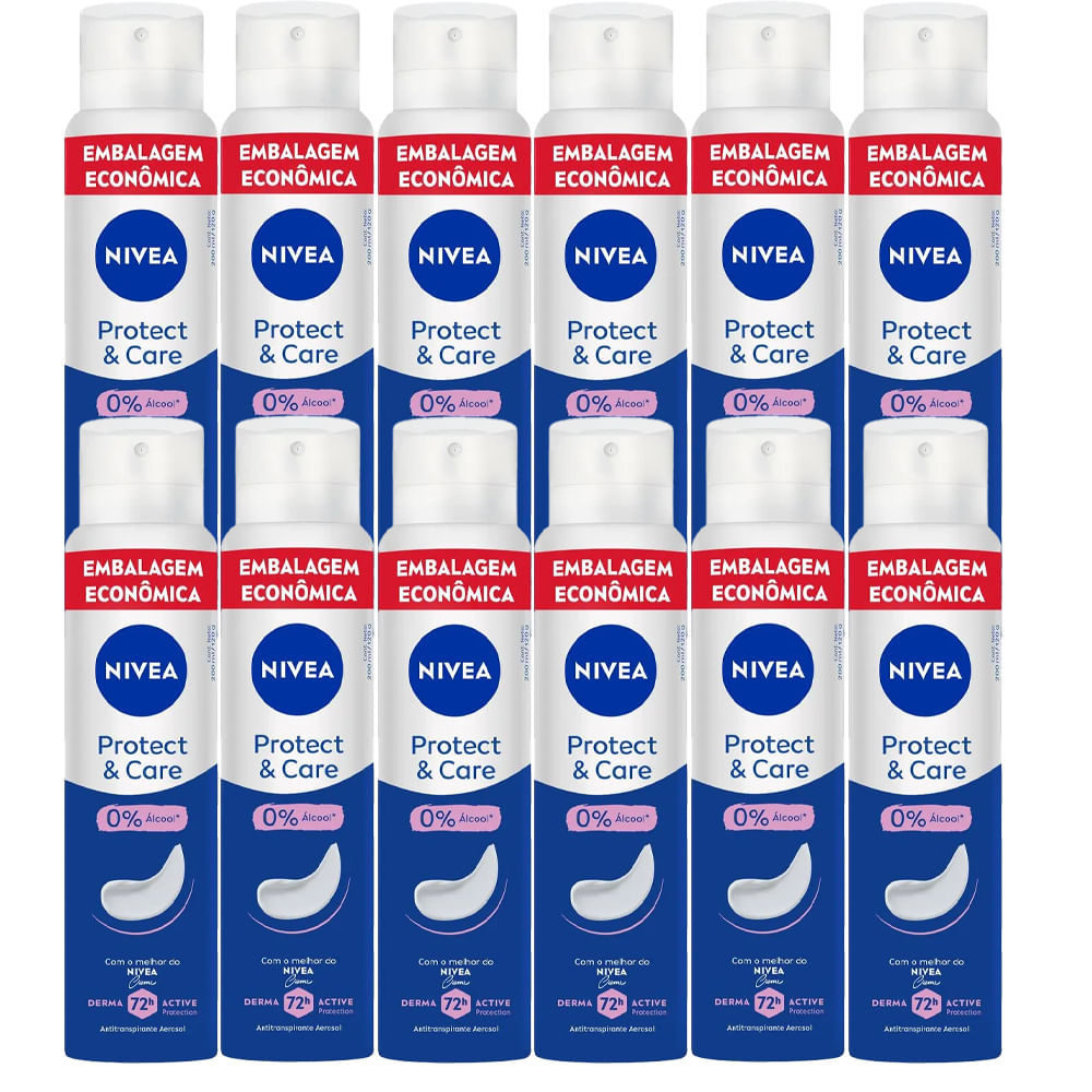 Kit Desodorante Aerosol Nivea Protect Care 200ml - 12 Unidades em Oferta na Shopee