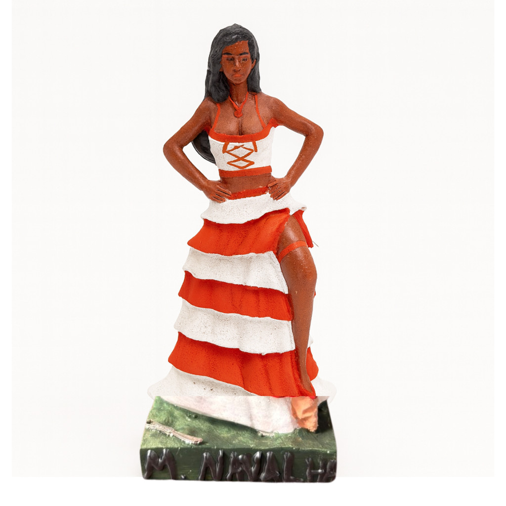 Escultura Maria Navalha Com Saia Vermelha 15cm Resina