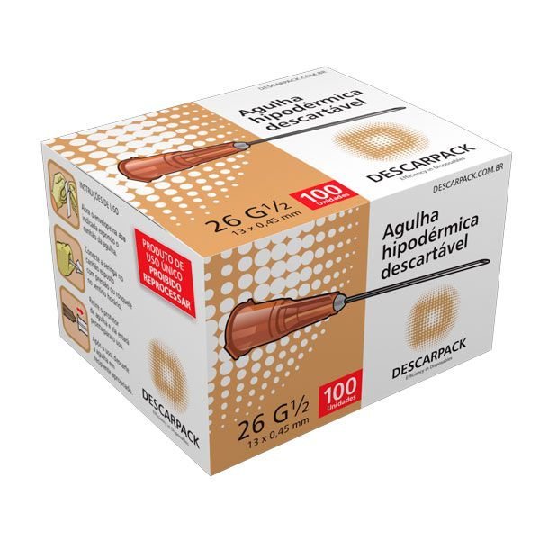 AGULHA DESC 13x4,5 INSULINA DESCARPACK CAIXA COM 100 UNIDADES.