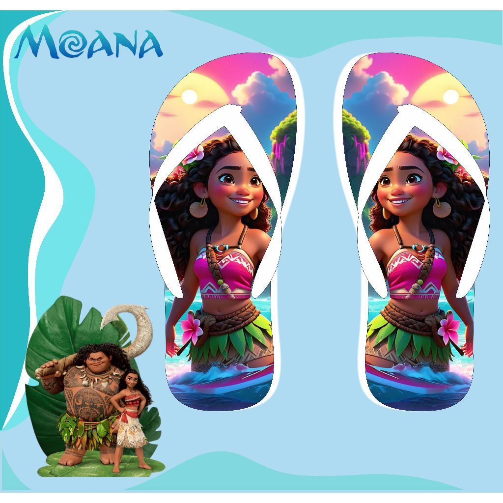 Chinelo Sandalia Moana 2 Personalizado Moana Personagem Desenho Infantil Adulto