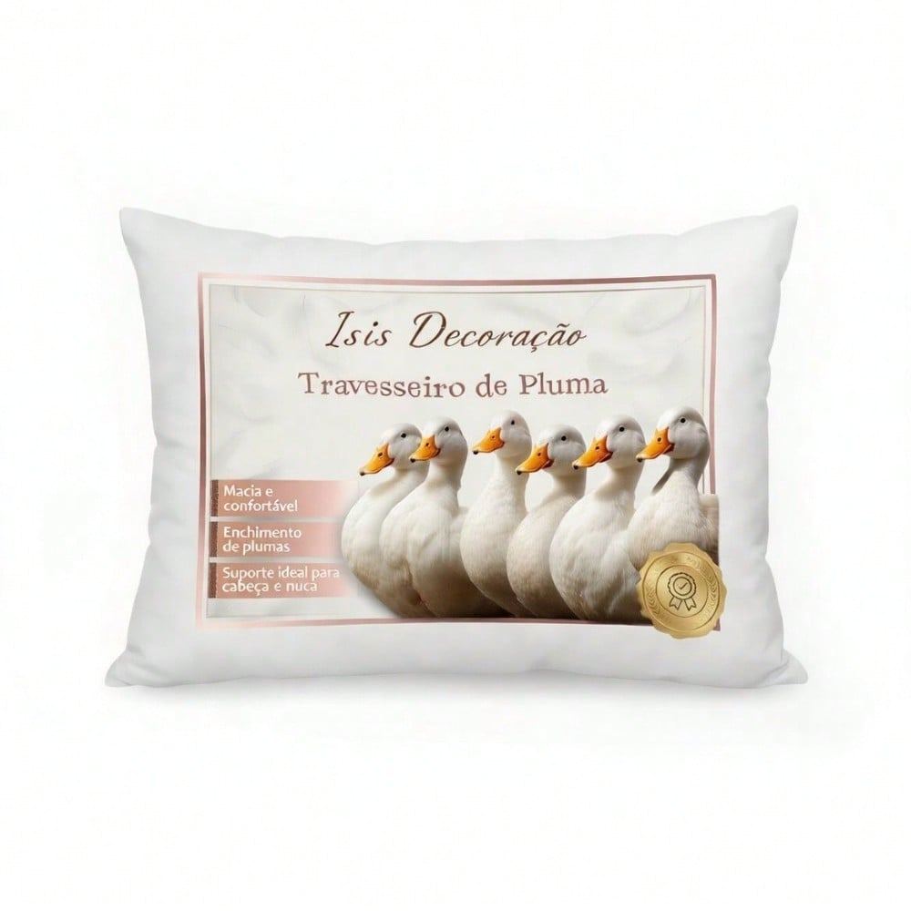 Travesseiro Plumas de Ganso Sintético Avulso 50x70 Suporte Médio Toque de Luxo e Macio - 1 unidade