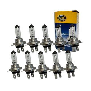 Kit 10 Lâmpada Automotiva H7 12v 55w Farol Alto ou Baixo Halógena Base PX26D Standard Hella HELH712V em Oferta na Shopee
