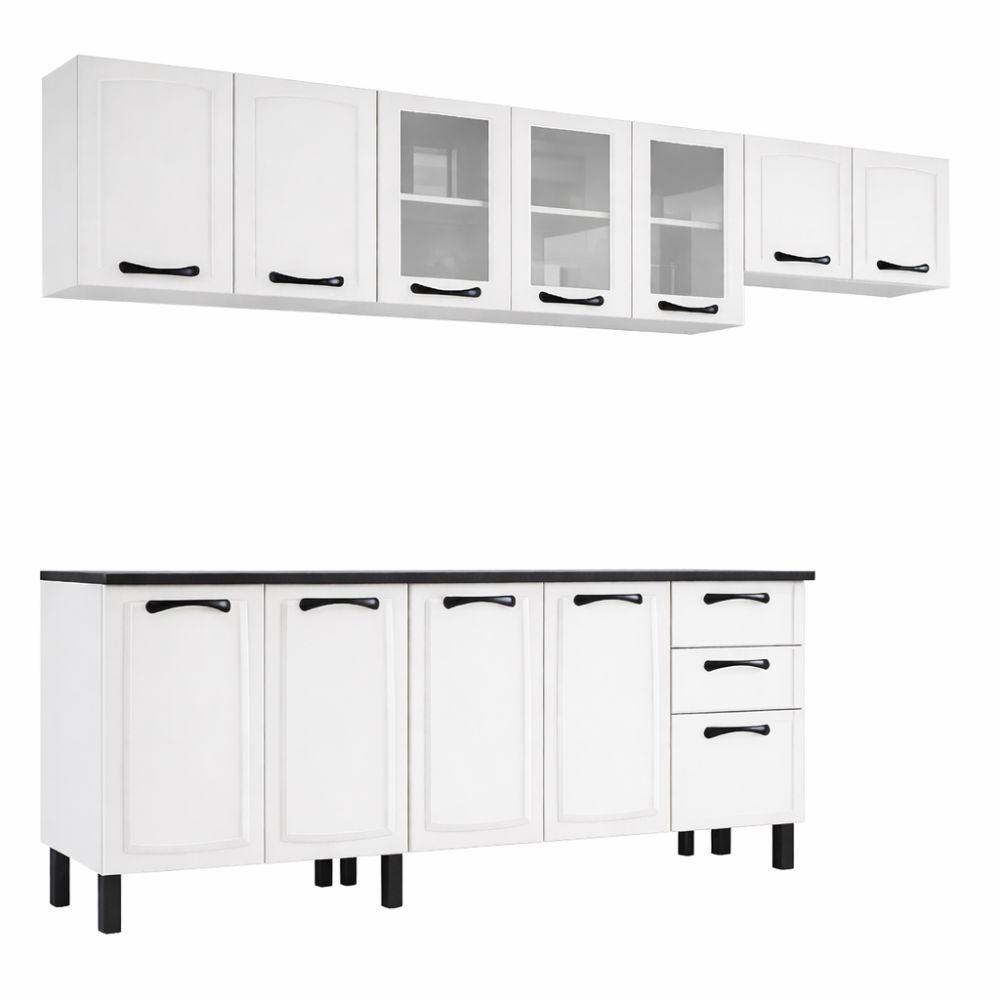 Cozinha Completa Itatiaia New Premium 5 Peças Branco Neve – Armário de Cozinha Modular com Gavetas e Aéreos Modernos